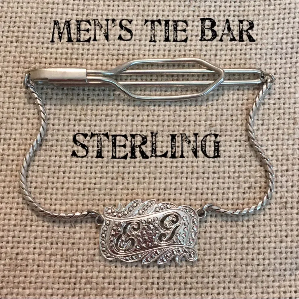 Vintage Men’s Sterling Tie Bar/Clip Initials E & G